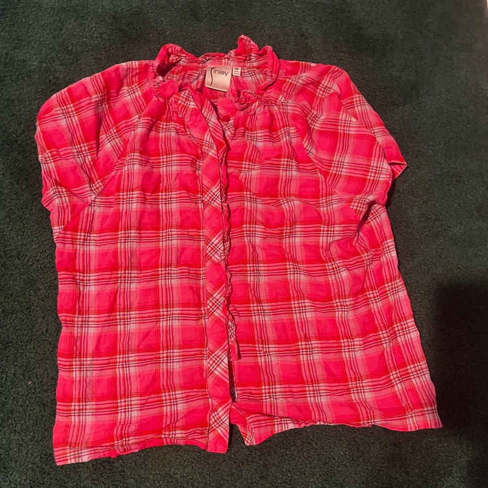 Finley Red and Pink Plaid Blouse